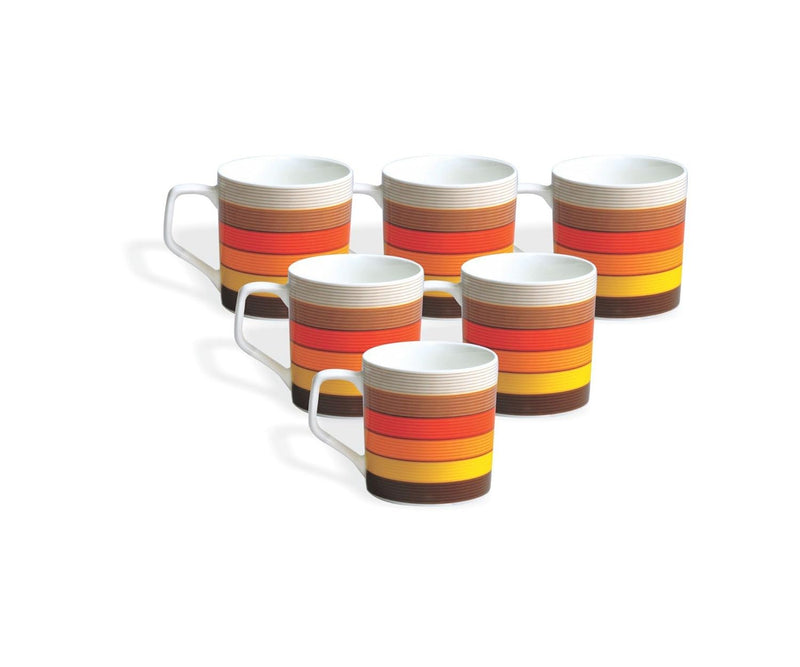 Clay Craft Fine Ceramic Printed Coffee/Tea Mug Set of 6 - 180 ml each