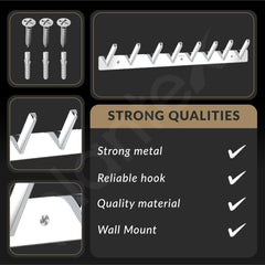Plantex Wall Hooks for Hanging Cloth/Stainless Steel Towel Hangers/Bathroom Robe Hooks/Door Hangers/Square Wall Hook/Hook Rail for Hanging Keys - 8 Hooks (Pack of 1, Chrome)-6