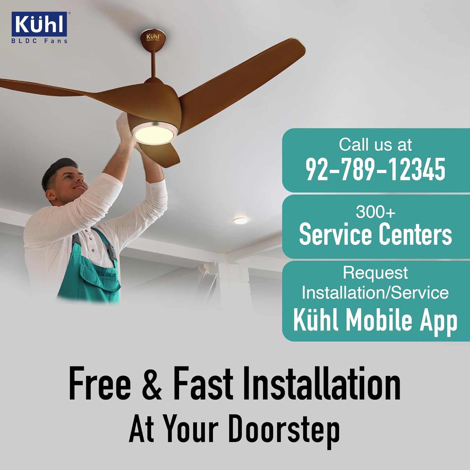 KUHL Twist L31320 mm 65% Power Saving BLDC Ceiling Fan | BEE 5 Star Rated & ISI Marked | High Air Flow |5YearWarranty on Motor By Brand |Free Installation | IoT – Operate via Mobile & Alexa | Brown