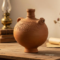 BS Natural Handcrafted Clay Water Surahi | Natural Mitti Ki Surahi for Cold Drinking Water | Eco-Friendly Earthen Water Pot | Traditional Terracotta (Surai, 5-6 Liter)