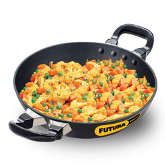 Hawkins Futura 4 Litre Deep Fry Pan, Non Stick Kadai, Round Bottom Kadhai, Big Non Stick Kadai, Black (NK40)
