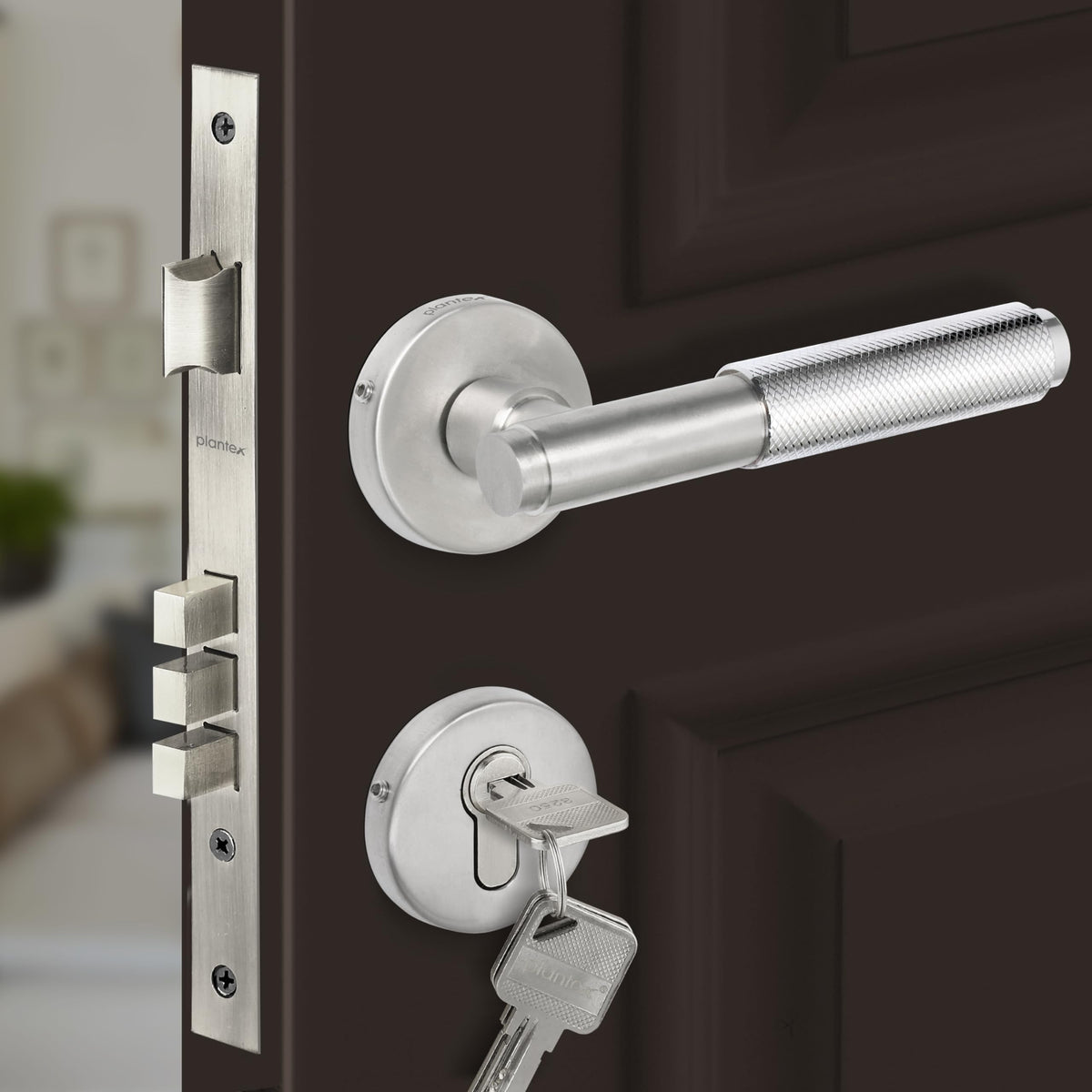 Plantex Main Door Lock/Stainless Steel Mortise Door Lock for Bedroom/Home/Office/Hotel/Mortise Locks with 3 Keys - (Satin)-1