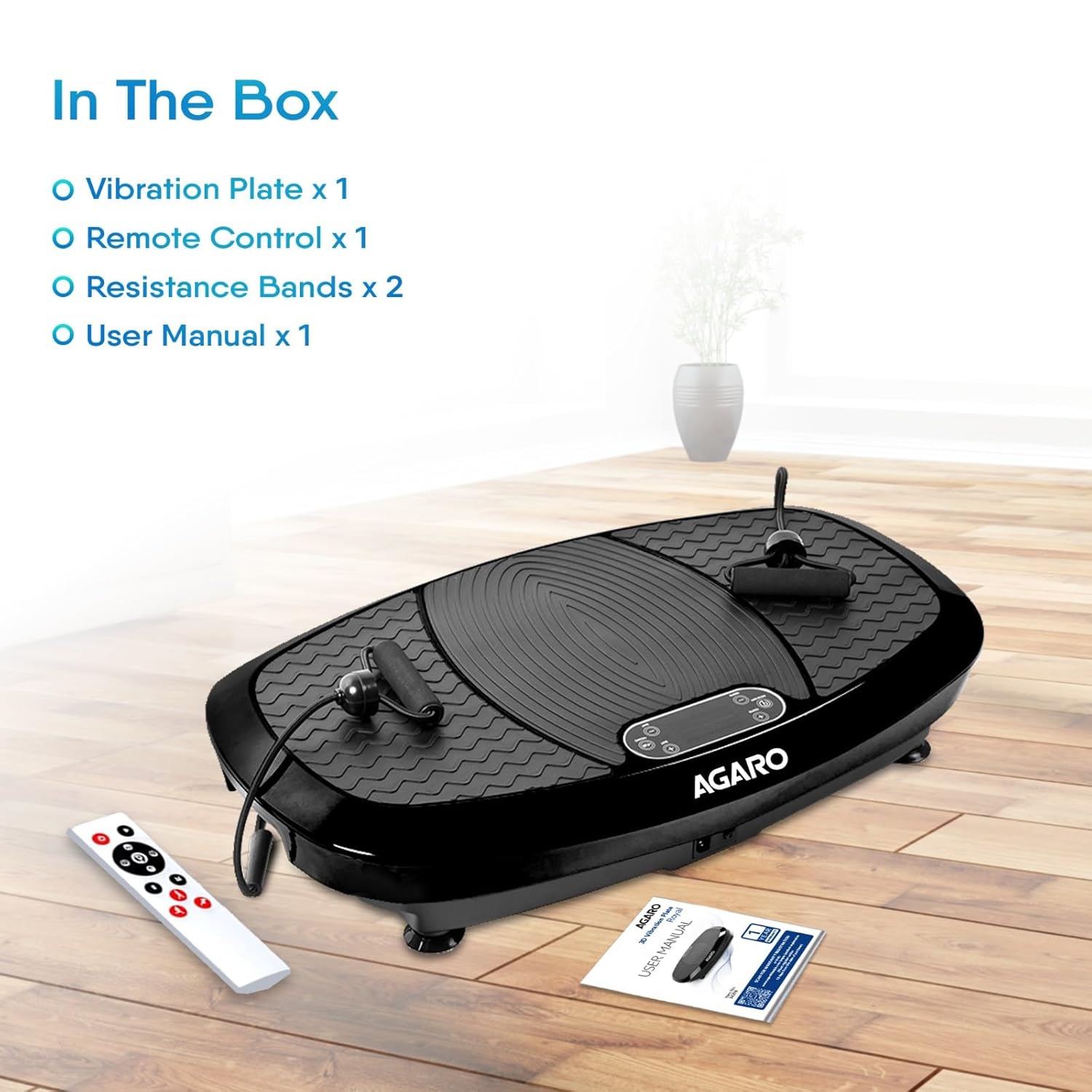 AGARO Royal 3D Vibration Plate Massager, Home & Gym Workout Machine For Muscle Toning, Calorie Burning, Massaging, Weight Loss, Pain Relief & Comes With 5 Program Mode With Remote,2 Balance Straps