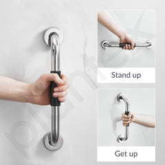 Plantex High Grade Stainless Steel Grab Bar for Toilet with Grip/14-inch Anti-Slip Handle for Bathroom Support - Pack of 1 (Chrome)-6