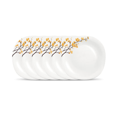 La Opala Diva Quadra Collection Opal Glass Crockery | Full Plate Set of 6 Midnight Black | Square Dinner Plate for Dining & Gifting | Microwave Safe | 100% Vegetarian | Extra Strong | Light & White