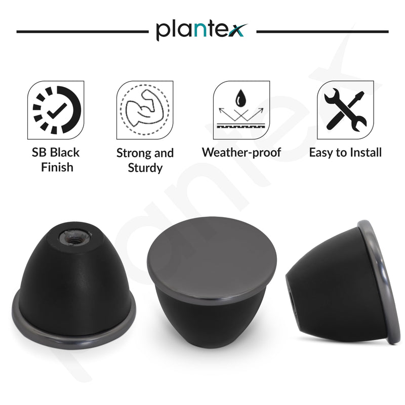 Plantex Knobs for Drawer/Knobs for Cabinets/Pull-Push Knobs for Kitchen,Bedroom Drawer & Wardrobe - Pack of 4 (Satin Black & Black)-4
