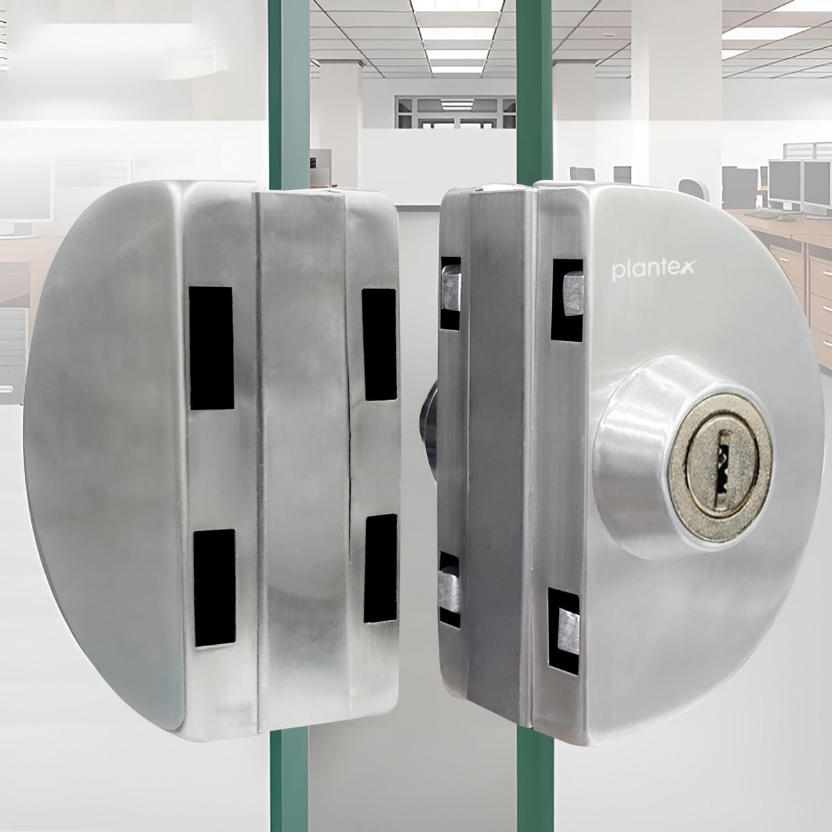Plantex Stainless Steel Glass Door Lock - No Drilling/Lock for Main Door/Door Thickness 10 mm to 12 mm/3 Ultra Keys/Tuffen Glass Door Accessories - Pack of 1 (Matt)-2
