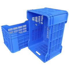 PETALS Plastic Rectangular Crate Set Of 3 | Portable Heavy Duty Vegetable/Fruits & Multipurpose Container Storage | Open Self Basket for Large storage Bin | 3 Pcs, Combo, 20 Kg Capacity Each, Blue