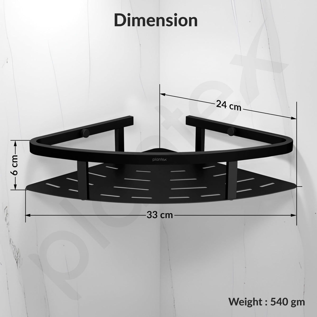 Plantex 304 Grade Stainless Steel Bathroom Shelf for Wall Corner/Bathroom Stand for Wall//Storage Organizer (9x9 inches, Black)-2