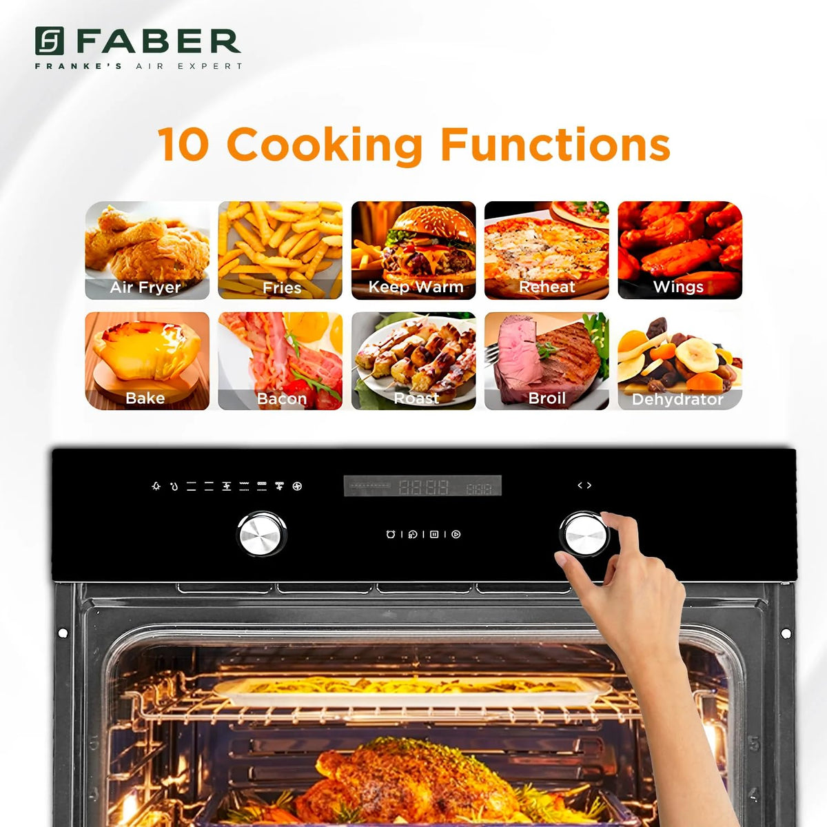 Faber 82L Built-In Microwave Oven with 10 functions | Auto Cook Menus & Auto Power Off Protection | Grill, Convection, D