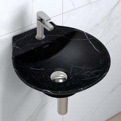 Plantex Ceramic Wall Hung Wash Basin/Wall Mount Basin for Bathroom/Washbasin Sink for Home/Office/Restaurant (Black - 15 x 15 x 5 Inch)-1
