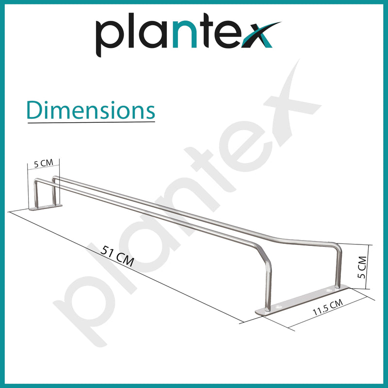 Plantex Stainless Steel Wine Glass Rack/Holder Upside Down Glass Hanging Organizer/Glass Hanging Stand for Pubs/Kitchen/Bars - (Single Line - L20 x W4.5 Inches), Tiered Shelf-2