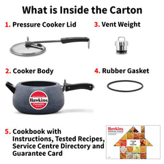 Hawkins 5 Litre Ceramic Nonstick Pressure Cooker, Induction Inner Lid Cooker, Granite Contura shaped Cooker, Blue (ICC50)