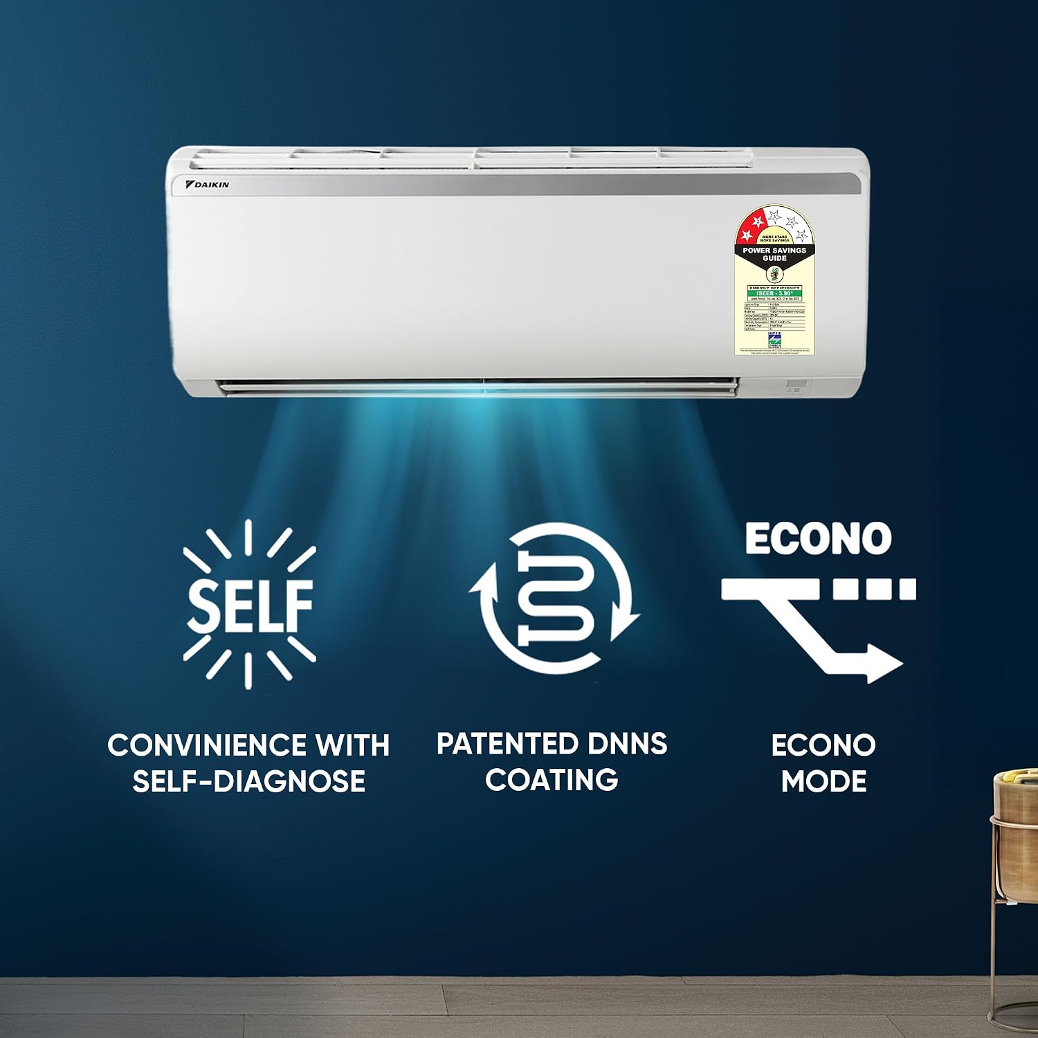 Daikin 1.5 Ton 2 Star, Fixed Speed Split AC (Copper, PM2.5 Filter, FTQ50XV16, White)