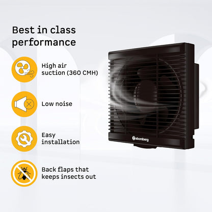 atomberg Efficio Exhaust 6 Inches | Suitable for Bathroom, Kitchen | BLDC Motor | Easy to Clean | 2 Year Warranty (Brown)