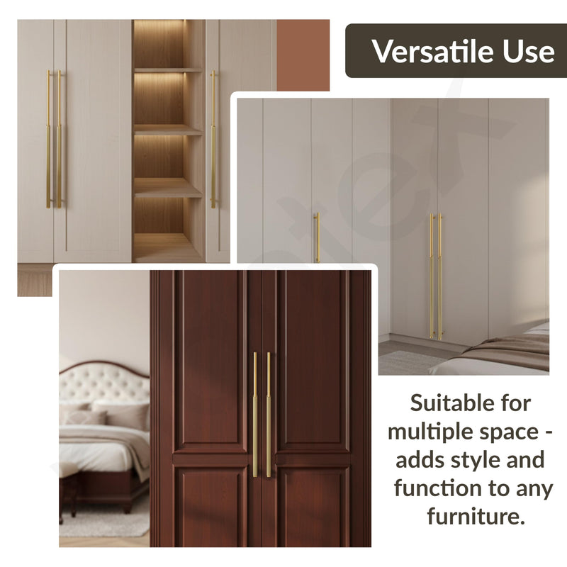 Plantex Stainless Steel & Aluminium Cabinet Handle/450mm Wardrobe Door Handle/Cupboard Pull-Push Handles for Home/Office - Pack of 1 (Brass Antique & Gold)-6