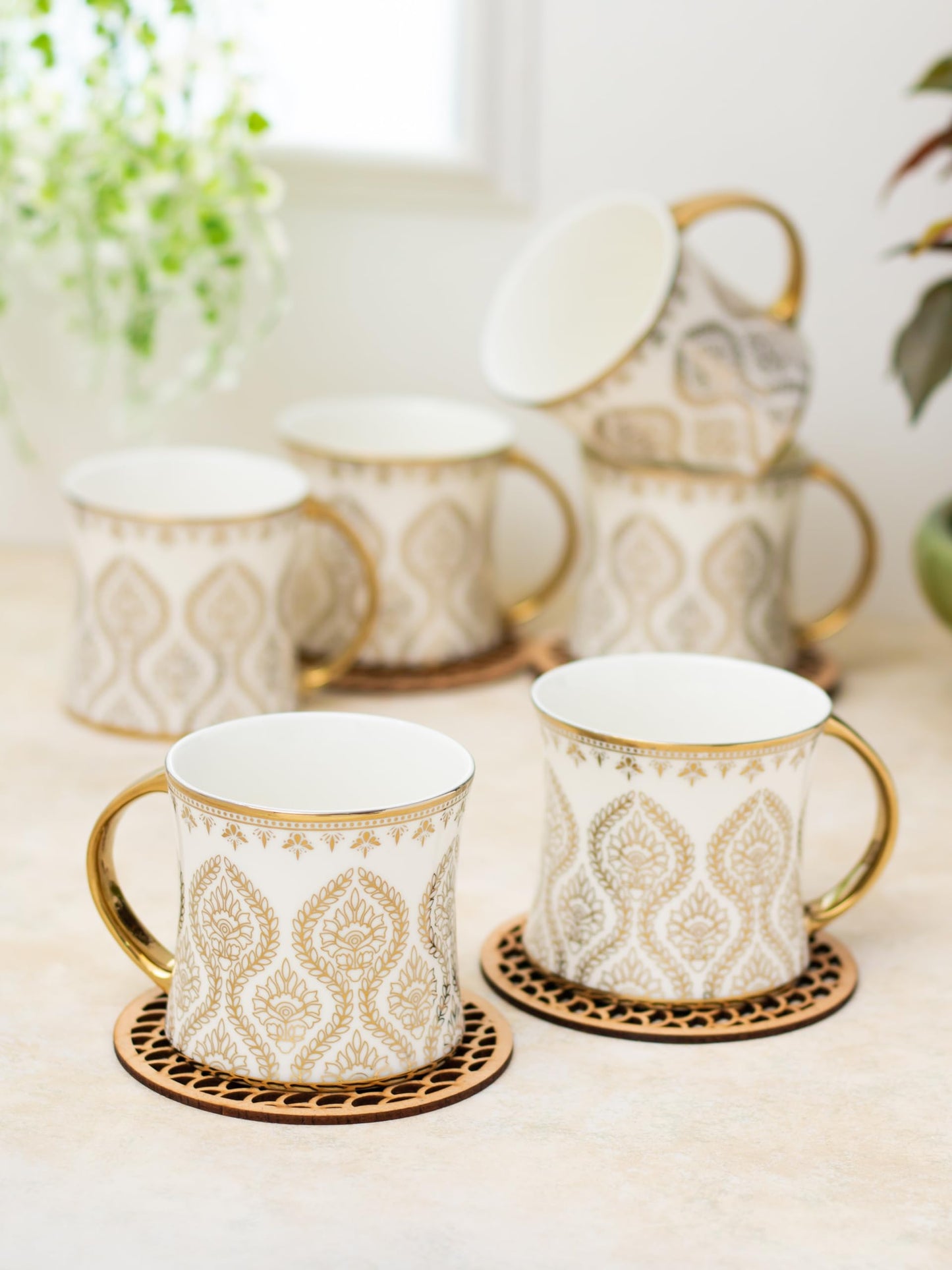 Clay Craft - Diamond Coffee Mugs Set, 6-pieces, 230ml, Ebony E671, multicolor, standard (CM-DIAMOND-EBONY-E671)