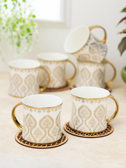 Clay Craft - Diamond Coffee Mugs Set, 6-pieces, 230ml, Ebony E671, multicolor, standard (CM-DIAMOND-EBONY-E671)