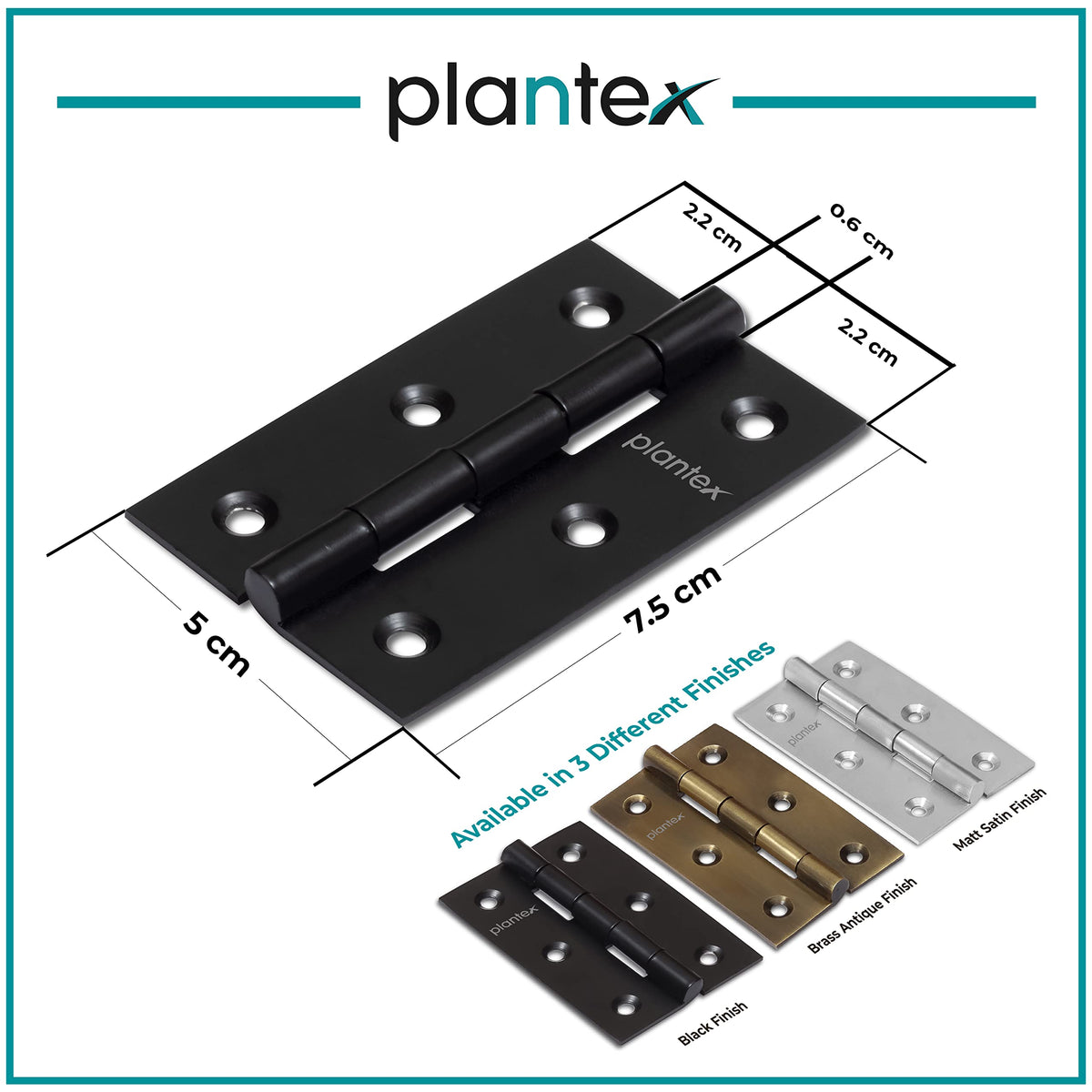 Plantex Door Hinges/Stainless Steel Door Butt 3 inch x 16 Gauge/1.5 mm Thickness Home/Office/Hotel/Hinges for Main Door/Cabinet/Wardrobe/Soft Close Hinge/Kabza - Pack of 24 (Black)-3