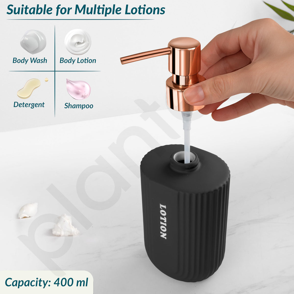 Plantex Ceramic Bathroom Set - Soap Holder for Bathroom/Liquid Soap Dispenser/Tumbler Holder/Toothbrush Holder - 3 Pcs Set (Model APS-NZBA-421)-4