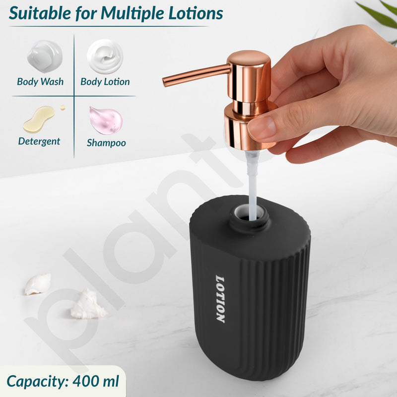 Plantex Ceramic Bathroom Set - Soap Holder for Bathroom/Liquid Soap Dispenser/Tumbler Holder/Toothbrush Holder - 3 Pcs Set (Model APS-NZBA-421)-4
