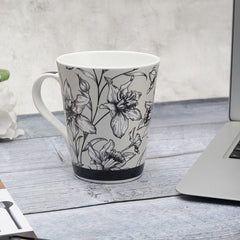 Clay Craft Bute Series Printed Design Ceramic Mug (Blue, Medium, 330ml, CC MM1 BUTE BU408)