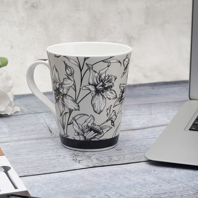 Clay Craft Bute Series Printed Design Ceramic Mug (Blue, Medium, 330ml, CC MM1 BUTE BU408)