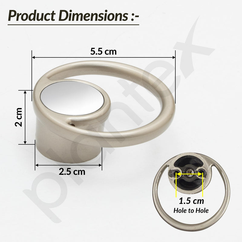 Plantex Drawer Knobs/Ring Drawer Kadi/Pull-Push Knobs for Kitchen/Bedroom Drawer - Pack of 3 (Satin White & Chrome)-2
