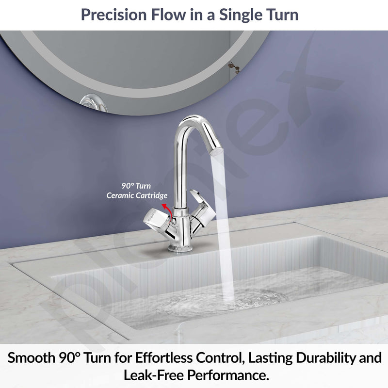 Plantex Brass Spindle Wash Basin Tap with Water Saving Aerator/Basin Mixer for Bathroom/Sink Tap for Kitchen Basin -(Saga-Chrome)-5