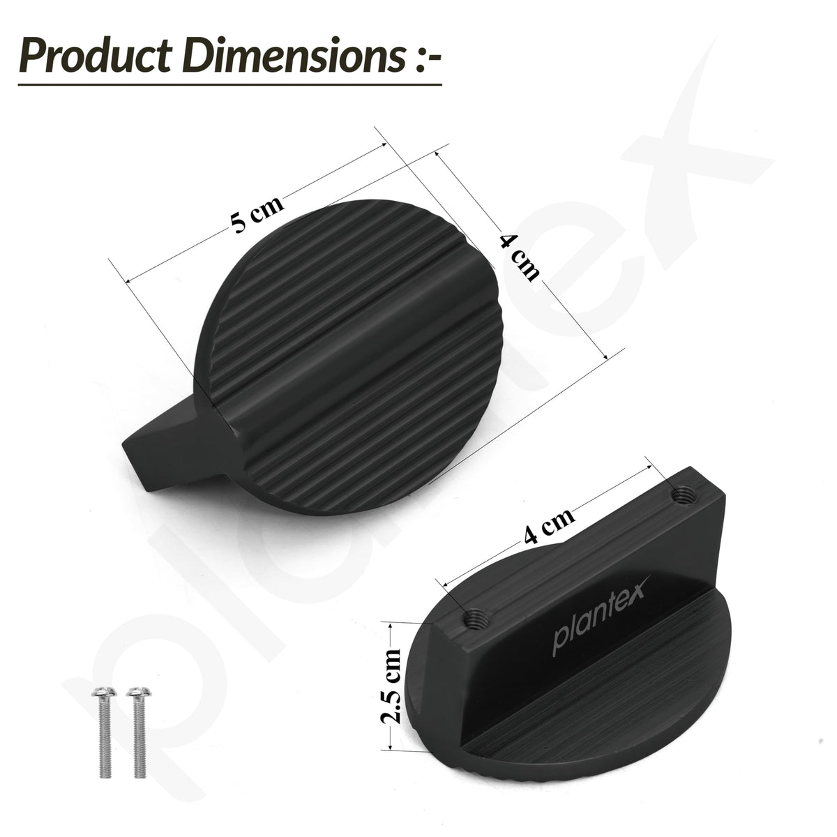 Plantex Knobs for Drawers/Drawer Knobs/Round Knob for Cabinets/Pull-Push Knob for Kitchen/Bedroom Drawer - Pack of 4 (Black) (Model APS-DTK-238)-6