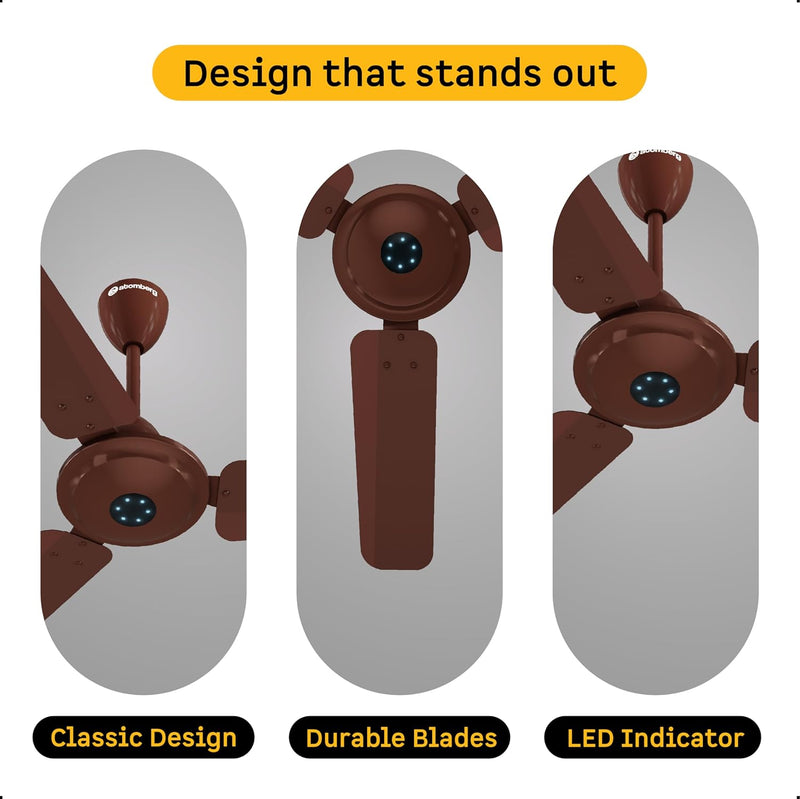 atomberg Ikano 900mm BLDC Ceiling Fan with Remote | BEE 5 star | High Air Delivery | LED Speed Indicator | Low Noise | Timeless Design with Power Saving | 3 Year Warranty | Gloss Brown