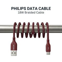 Philips DLC4150AI/94 18W Type-A to Type-C Fast Charging Cable (1.5m, Iron Red)