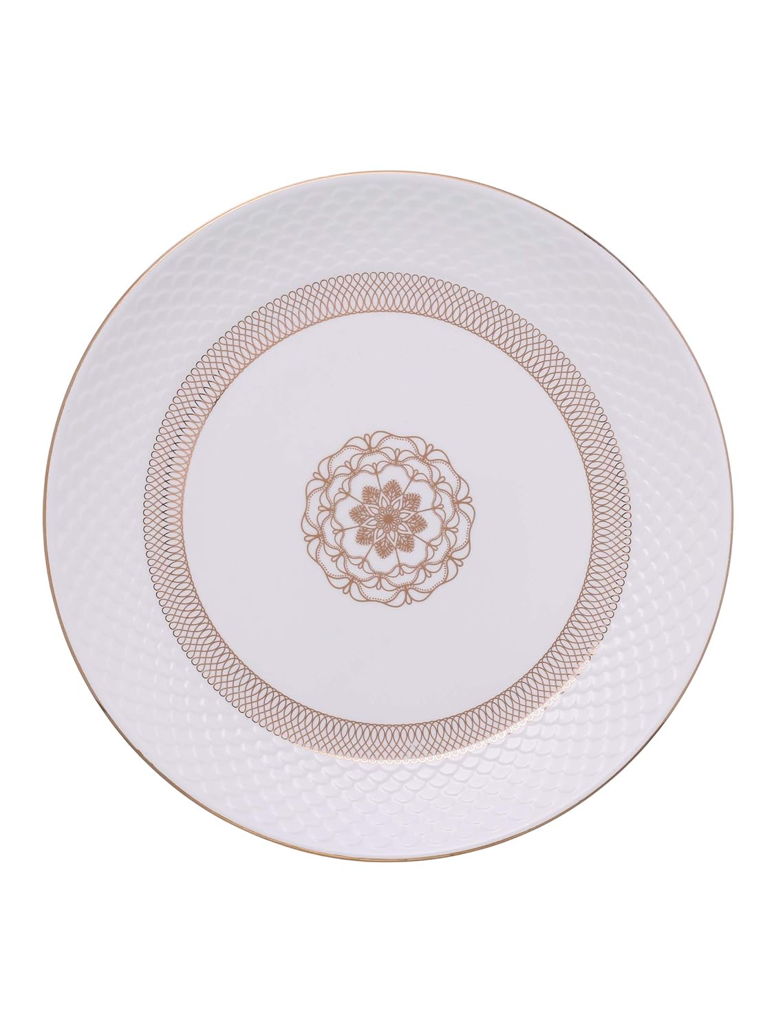 Clay Craft Ceramic Ripple Dinner Set of 18 Pieces, Dreamer 22k Gold, for Family of 6, Dinner Set Ceramic, Crockery Set, Dining Set for Dinner, Plates and Bowls Set, Crockery Set for Gift