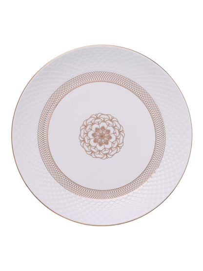 Clay Craft Ceramic Ripple Dinner Set of 18 Pieces, Dreamer 22k Gold, for Family of 6, Dinner Set Ceramic, Crockery Set, Dining Set for Dinner, Plates and Bowls Set, Crockery Set for Gift