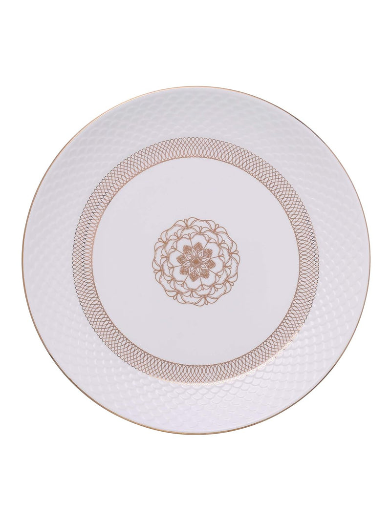 Clay Craft Ceramic Ripple Dinner Set of 18 Pieces, Dreamer 22k Gold, for Family of 6, Dinner Set Ceramic, Crockery Set, Dining Set for Dinner, Plates and Bowls Set, Crockery Set for Gift