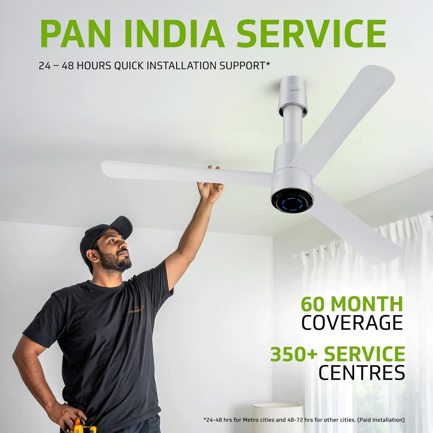 V-Guard Insight-G Premium BLDC Ceiling Fan For Home | 6 Speed Settings | 5-Star Energy Saving | Convenient Remote Control | High-Speed 100% Copper Motor | 1.2M (Blossom White Matte)