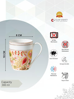 Clay Craft Fine Ceramic Printed Milk/Coffee Mug 1 Piece -300 ml (Pink)