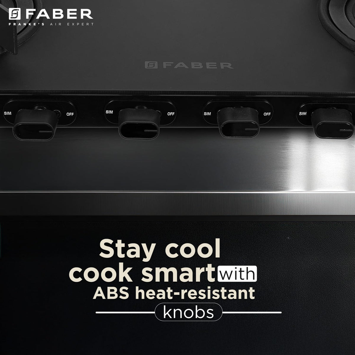 Faber Nebula Black Matt Finish Cooktop |4 Brass Burners - Jumbo, 2 Medium & Small | Manual Ignition| Heavy Pan Support w