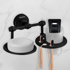 Plantex 304 Stainless Steel Skyllo Soap and Brush Holder Stand for Bathroom and Wash Basin (Black)-1