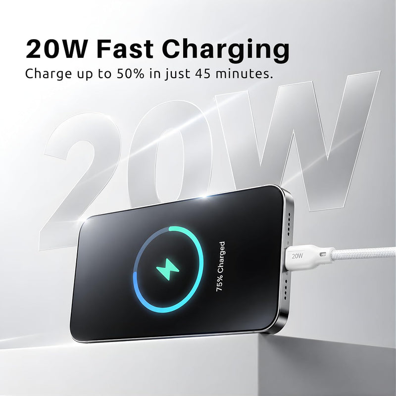 Philips DLC4130VW/94 20W iPhone Original Type-A to Lightning Fast Charging Cable (1m, Bright White)