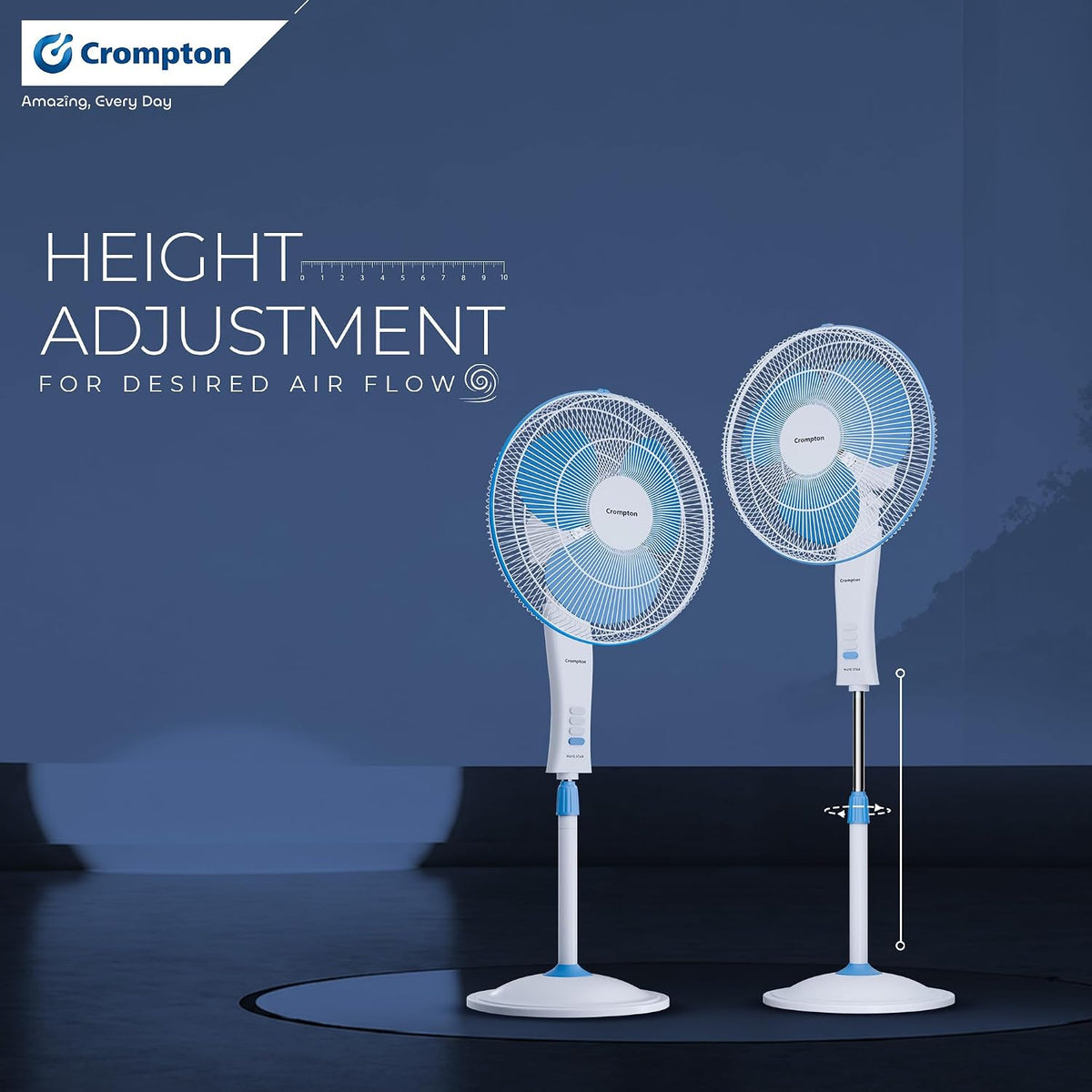 Crompton Wave Star Pedestal Fan, 400MM (White-Blue)-4