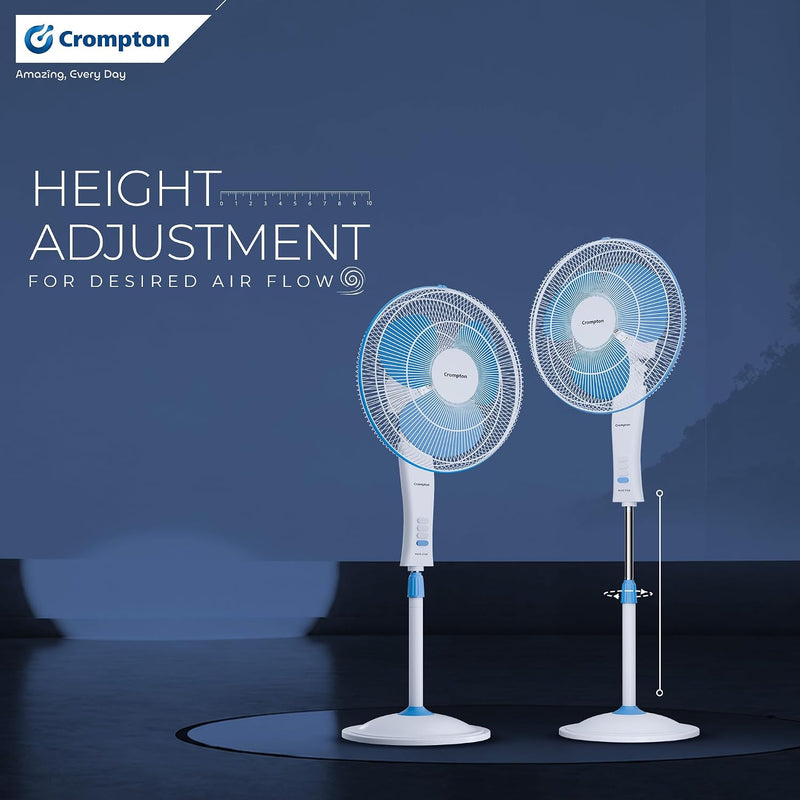 Crompton Wave Star Pedestal Fan, 400MM (White-Blue)-4