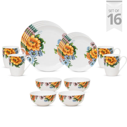 Clay Craft Fine Ceramic Eco4 Dinner Set (Set of 16), for Family of 4, Dinner Set Ceramic, Crockery Set, Dining Set for Dinner, Crockery Set for Gift, Kitchen Set for Home, Daily Use Crockery Set