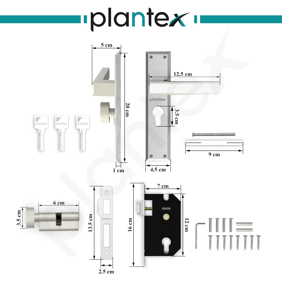 Plantex Heavy-Duty Door Lock Set - Main Door Lock Handle Set/ 6-Lever Lock Mechanism with 3 Years of Warranty/Mortise Lock with 3 Keys, Brass Lock Body & Cylinder(8081 - Chrome & Matt)-3