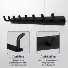Plantex Wall Hooks for Hanging Cloth/Stainless Steel Towel Hangers/Bathroom Robe Hooks/Door Hangers/Wall Hook Rack/Hook Rail for Hanging Keys - 8 Hooks (Pack of 2, Black)-5