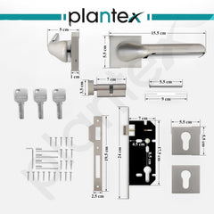 Plantex Triple Security Door Lock for Home/Main Door Lock Set with 3 Years of Warranty/Mortise Lock for Door with Brass Lock Body & Cylinder (7121, Satin White & Chrome)-3