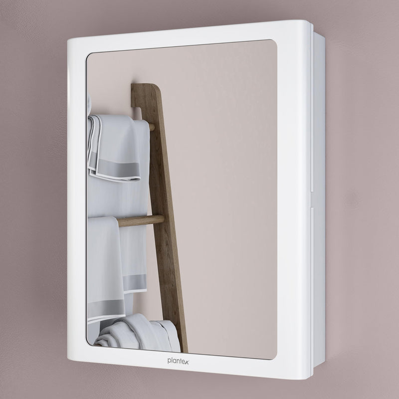 Plantex Bathroom Cabinet with Mirror/ABS Bathroom Storage Cabinet/Mirror Cabinet for Wall/Mirror with Storage for Bathroom(14x18 Inch, White)-1