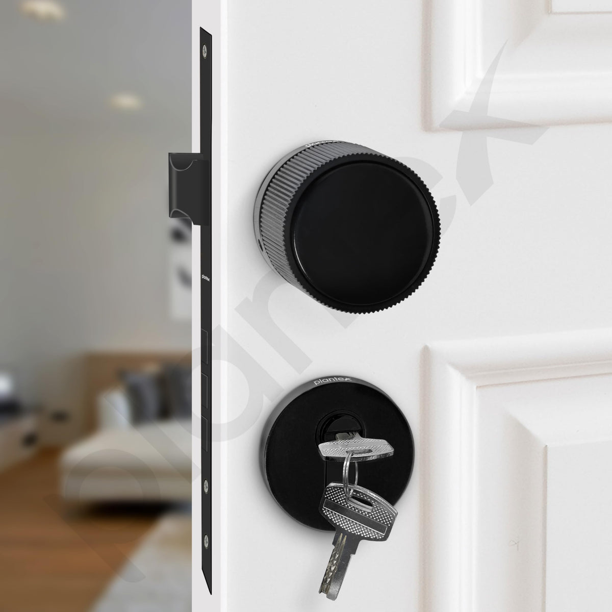 Plantex Mortise Lock for Main Door - Door Accessories (Black)-6