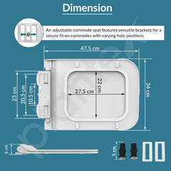 Plantex Polypropylene Toilet Seat/Western Toilet Seats For Bathroom/Soft Closing Toilet Seat/Toilet Seat Cover For Commode - Rectangle Shape (Glossy White)-2