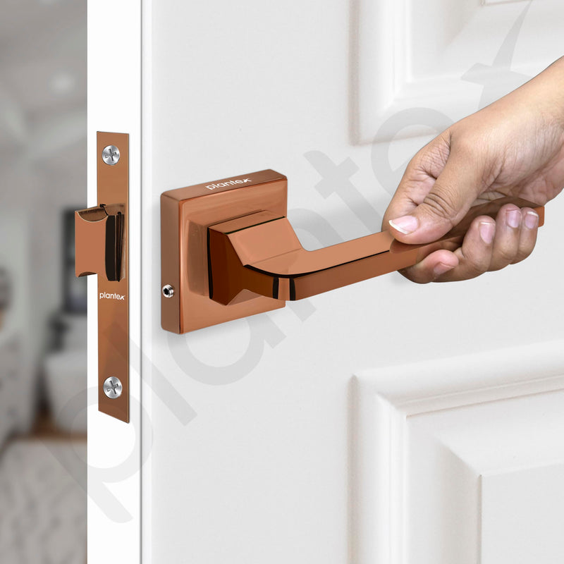 Plantex Heavy Duty Door Lock “ Bathroom Door Lock/Mortise Keyless Handle Set for Home/Bathroom/Store Room/Balcony/Office with Baby Latch (605 - Rose Gold)-6
